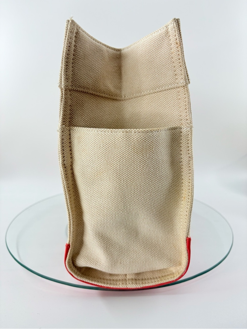 Tory Burch Canvas Tote Bag Coral Patent Trim Embroidered Straps Beach Summer - Picture 8 of 15
